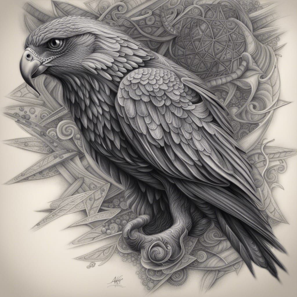 Hyperdetailed Charcoal Drawing of Azure Kite