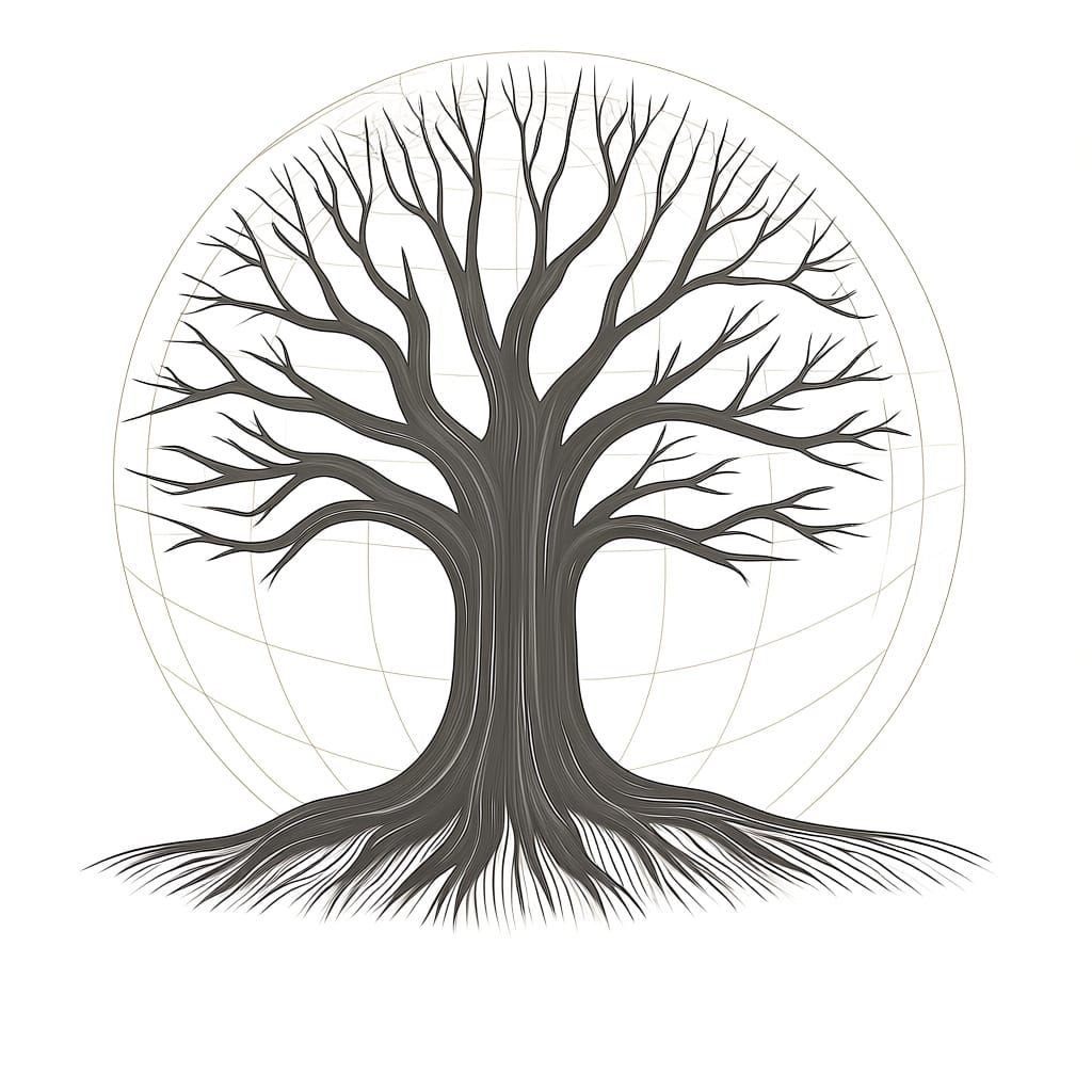 Minimalist Black And White Oak Tree Graphic Design