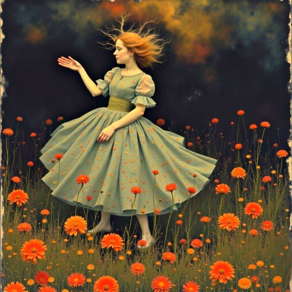 Whimsical Baroque Cats Dancing in Vibrant Swirls