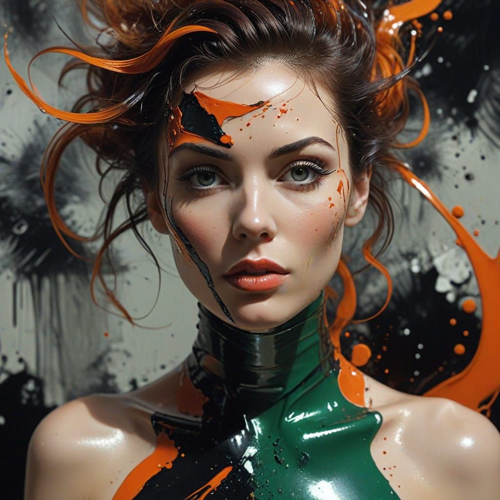 Woman Latex Lyrical Abstraction Art