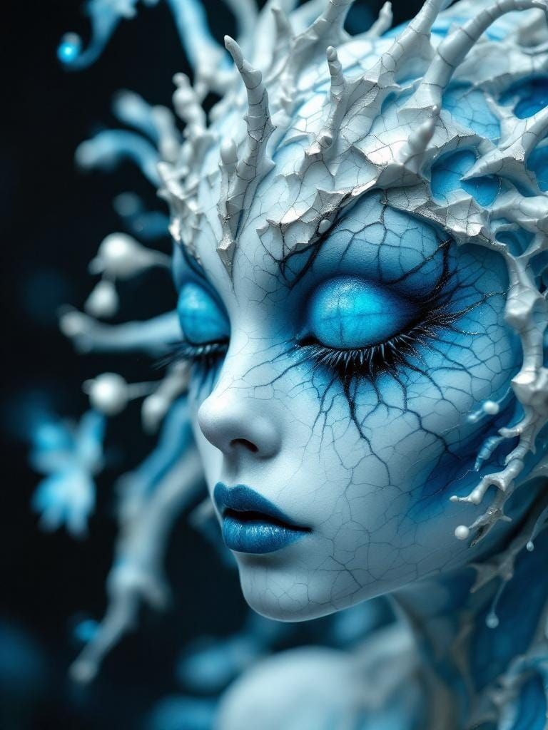 Ethereal Cracked Porcelain Fairy in Dark Fantasy Style