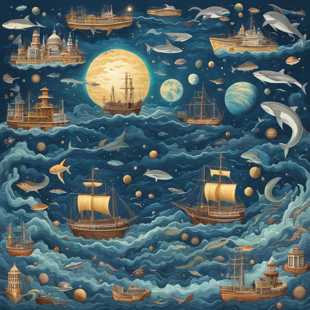 Infinite Sea of Wonders: A Surreal Dreamscape