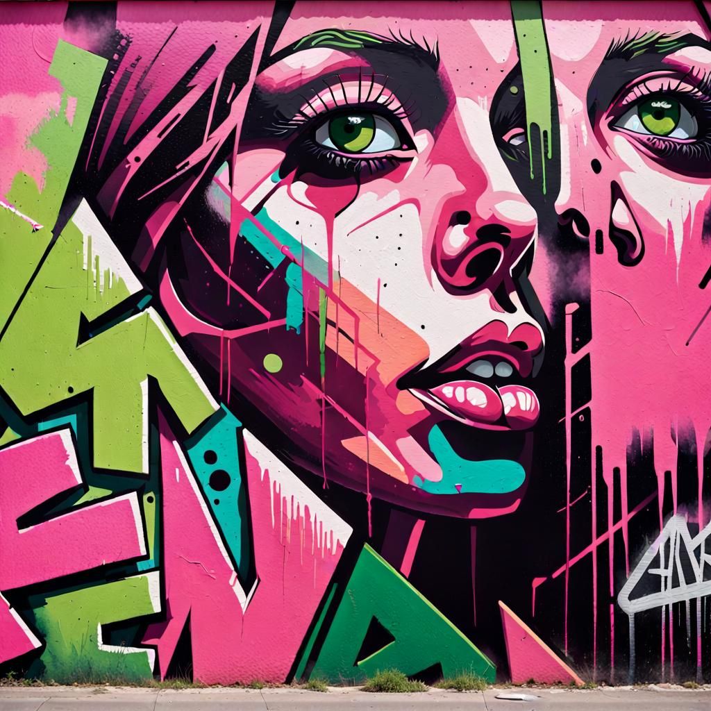 Vibrant Street Art Mural Close-Up