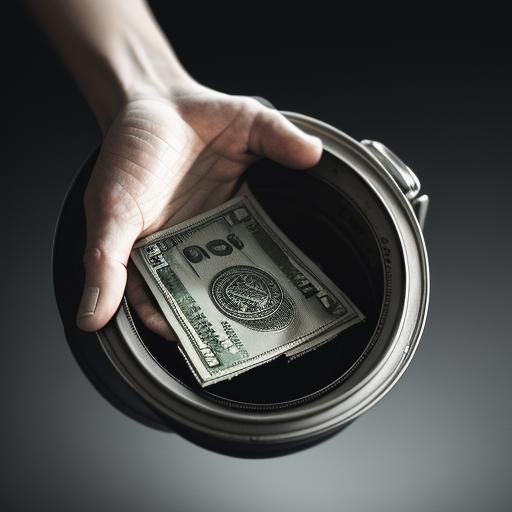 Hyperrealistic Hand Reaching into Money Container