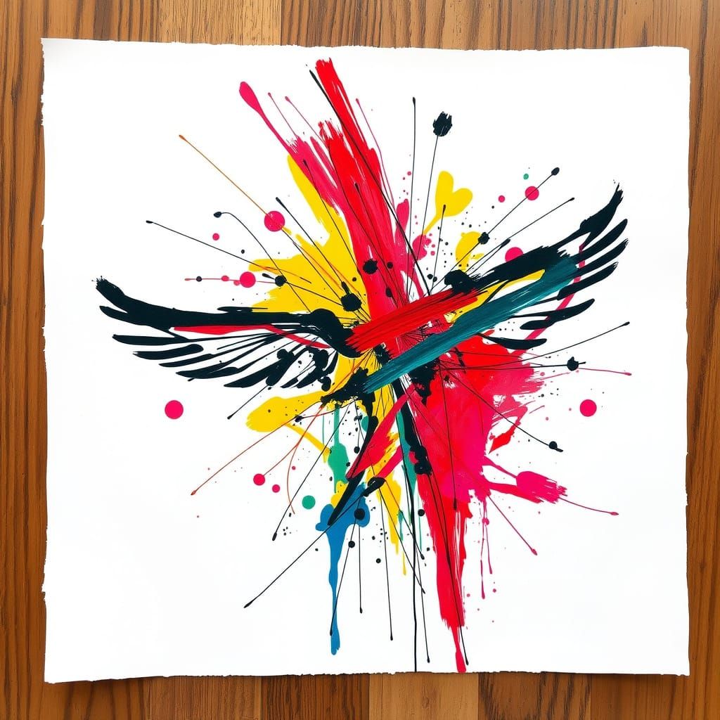 Abstract Expressionism Tattoo Design with Bold Colors