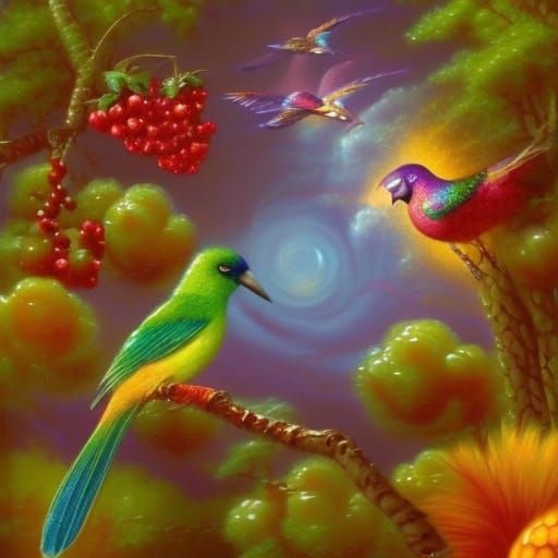 Sparkly Fruitloop bird& exotic bird vibes& wild looking bird vibes& shimmery vibes& beautiful vibes& fruit loop vibes& f...