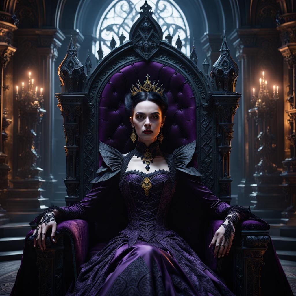 Vampire Queen on Gothic Throne: Dark Fantasy Art