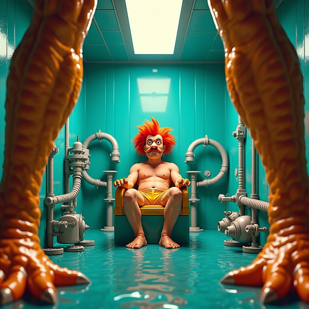 Surreal Cockpit Water Park Scene in Detailed Matte Painting