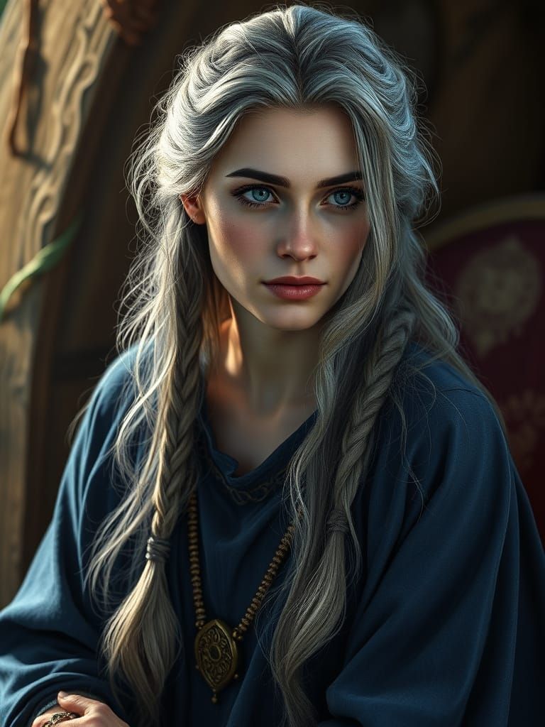 Ethereal Anglo-Saxon Druidess in Whimsical Slumber