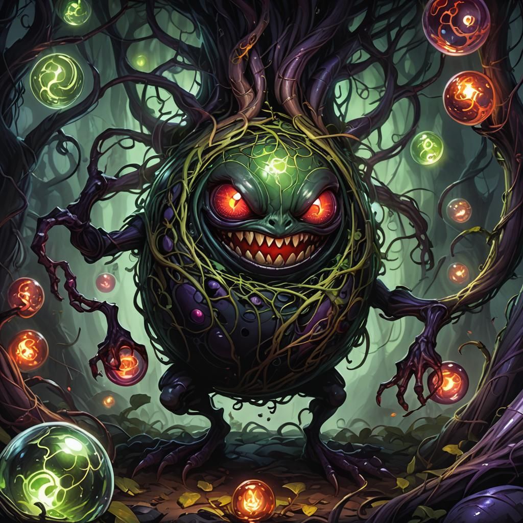 Dark Fantasy Bean Sorcerer with Glowing Orb