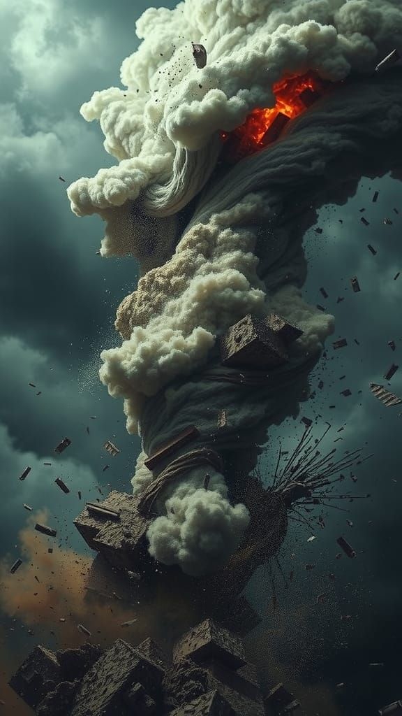 Dramatic Tornado Art in Dark Sci-Fi Style