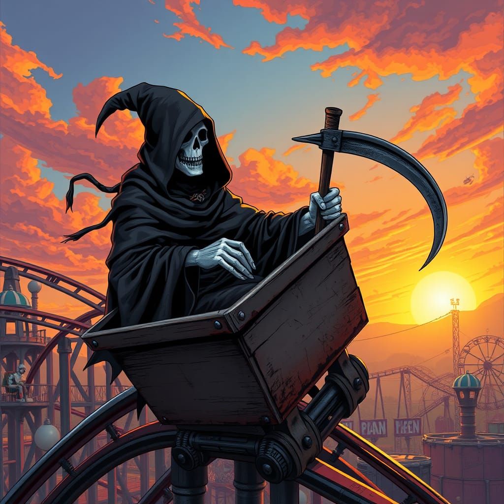 Grim Reaper on a Roller Coaster Ride