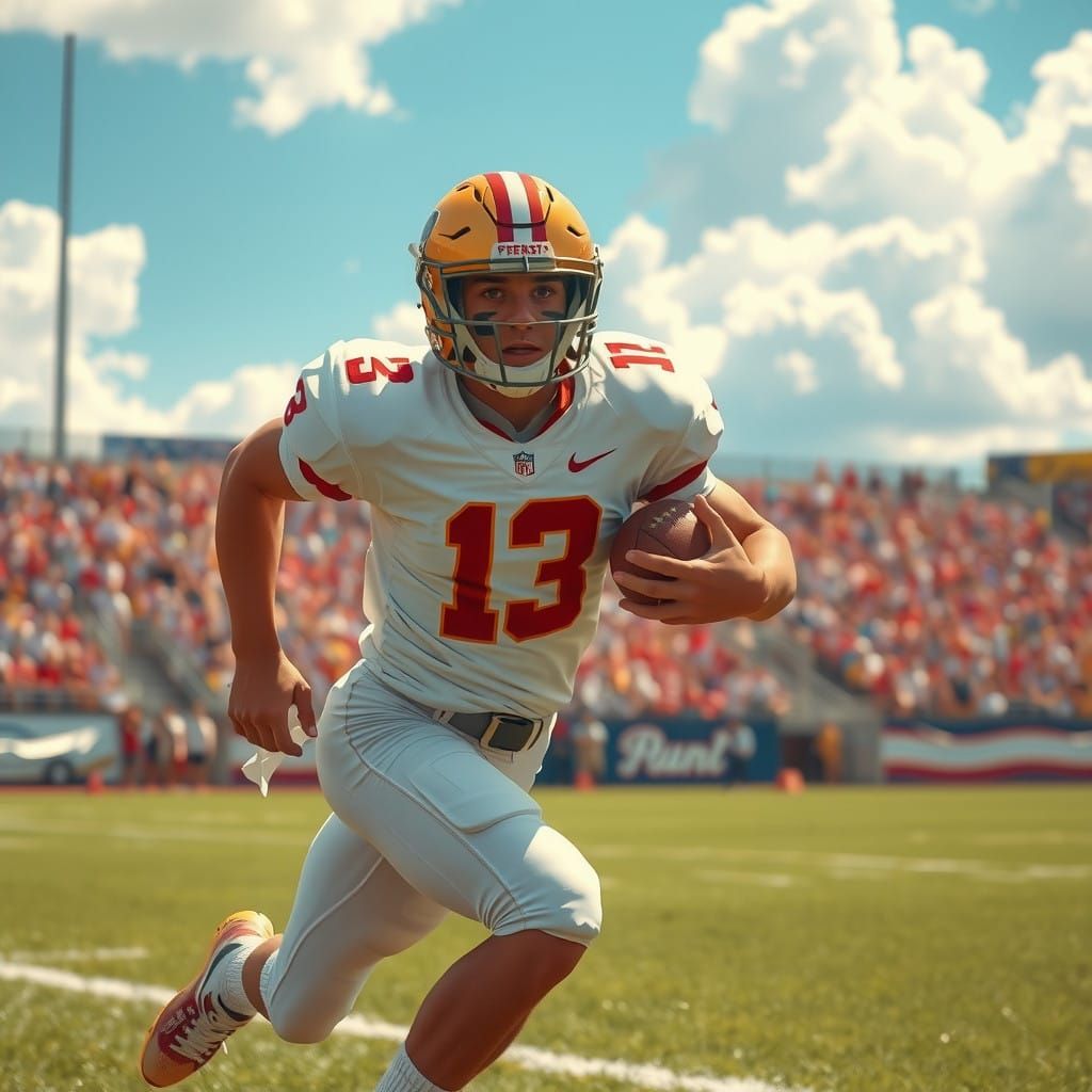Teenage Football Player in Action on a Sunny Day