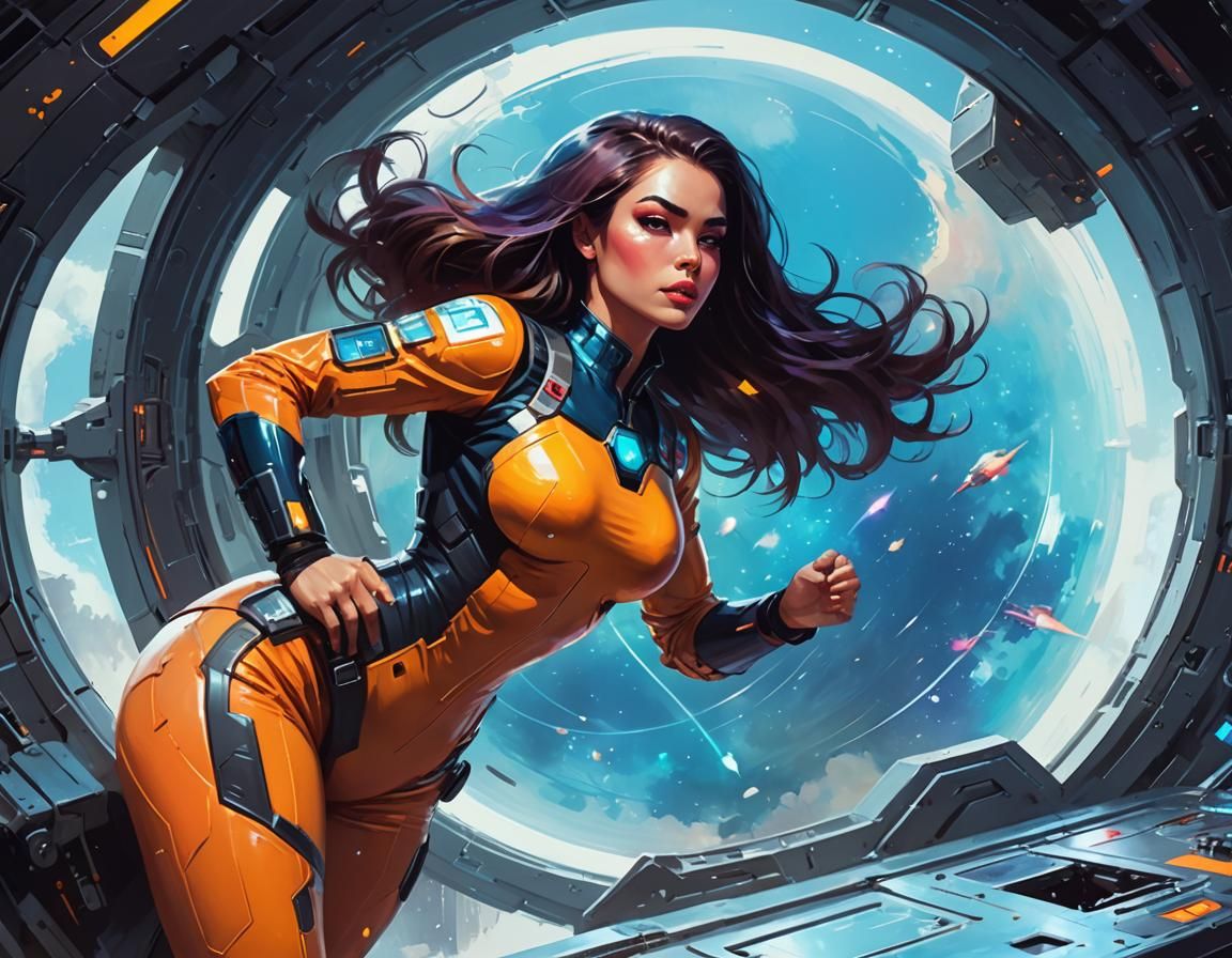 Sci-Fi Pinup Woman in Space Opera Style