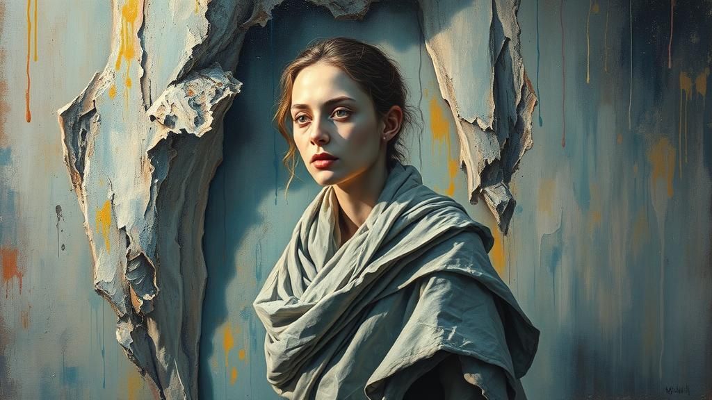 Melancholic Figure in Dreamscape, as Post-Impressionist Pain...