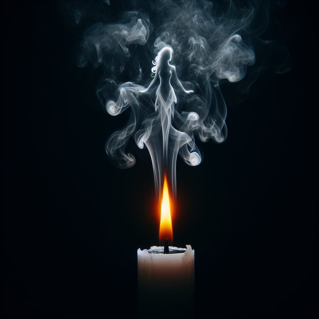 Ethereal Fairy Apparition in Candle Smoke