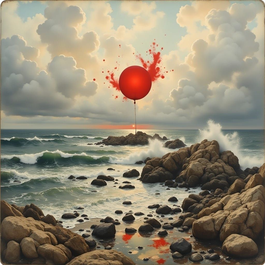 Red Sea, Grey Sky: Surreal Clown Aesthetic