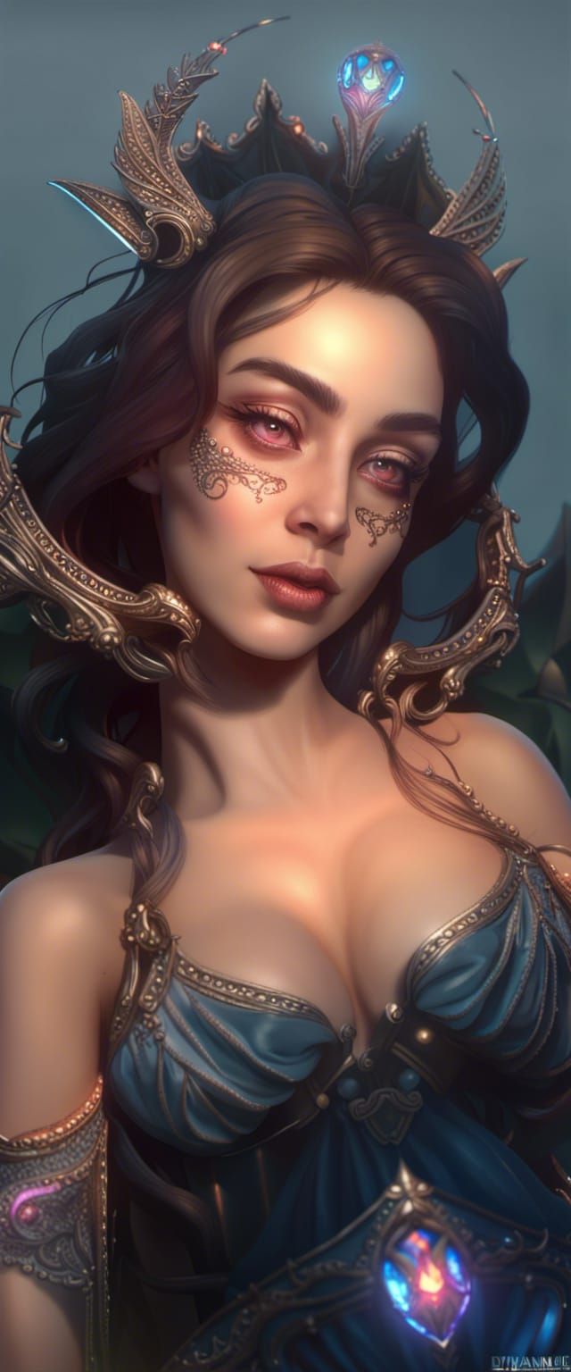 Dark Fantasy Queen of Love, Hyperdetailed Concept Art