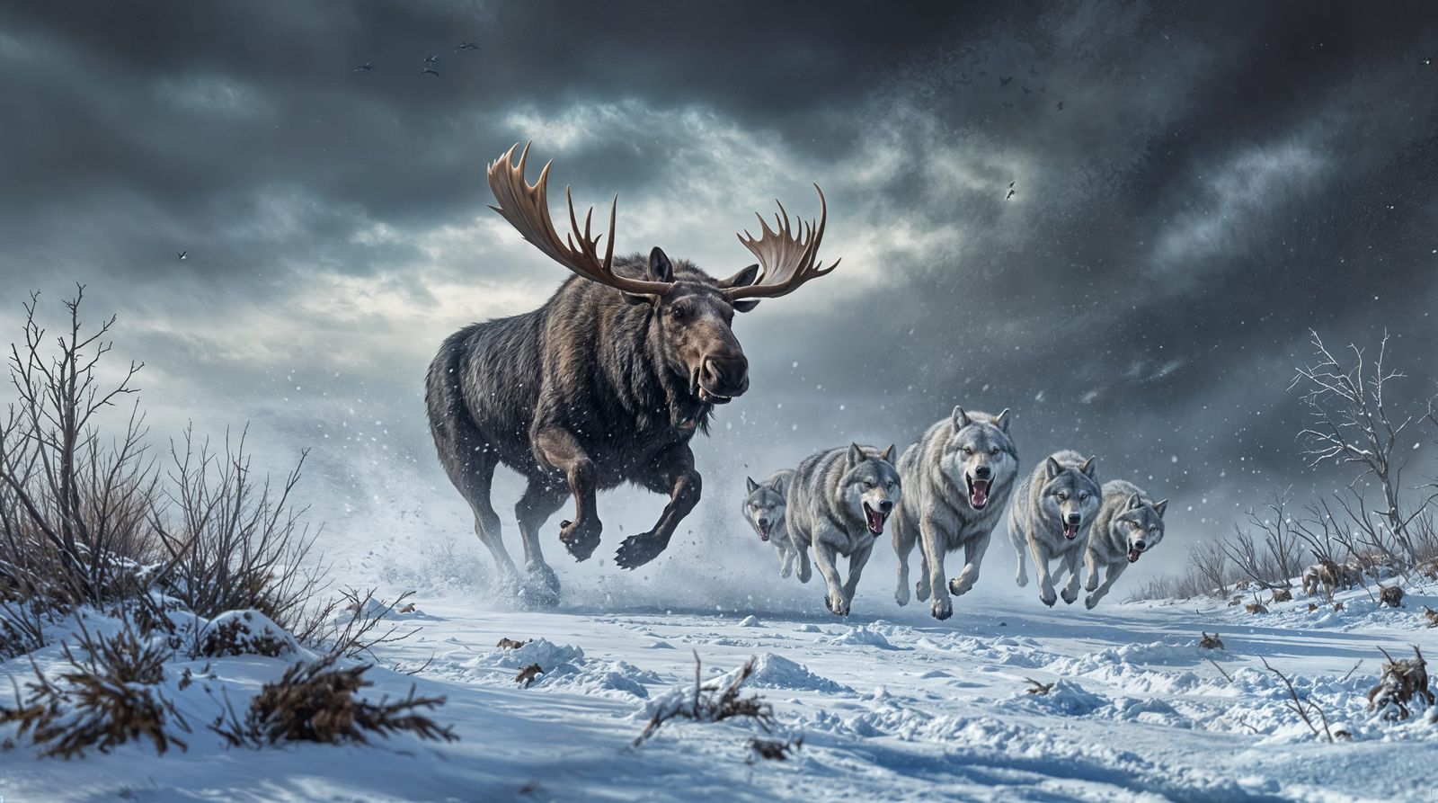 Majestic Bull Moose in Winter Stormscape