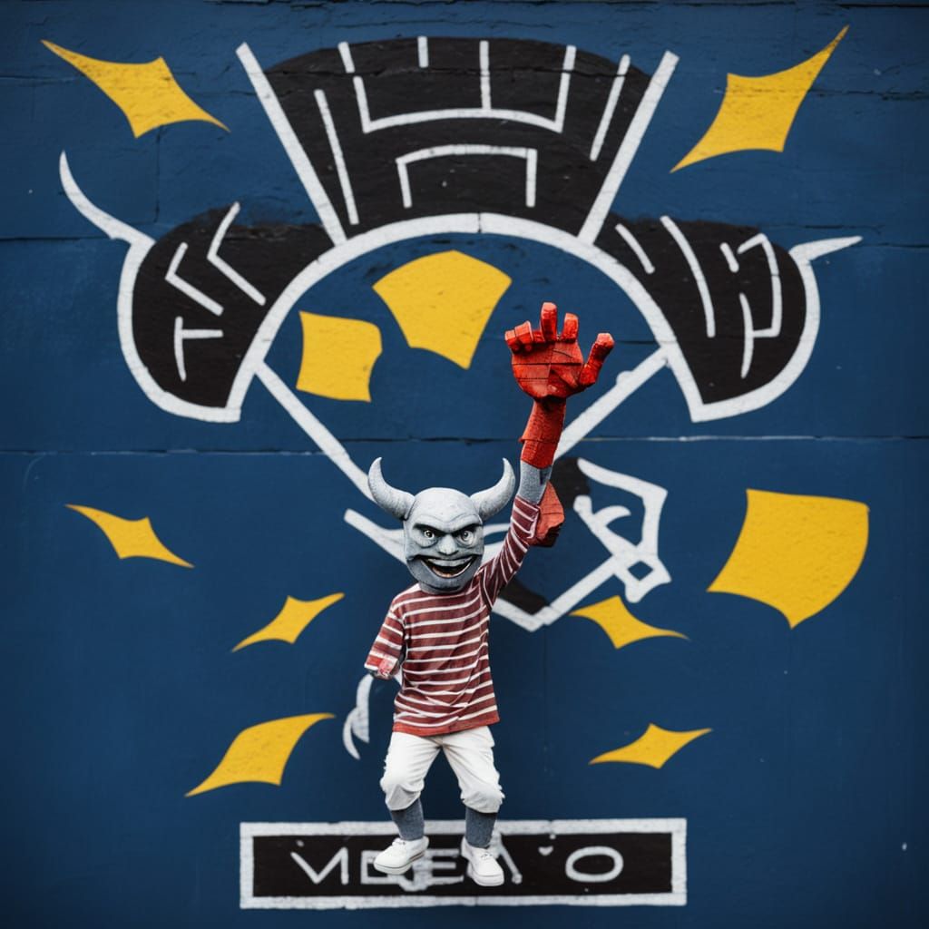 Man in Devil Mask Points at Camera