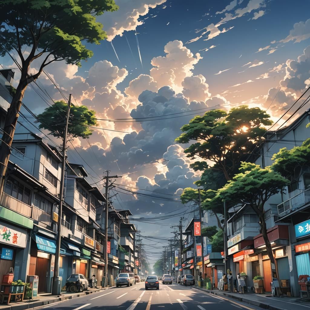 Gloomy Sky and Muddy Path: Anime Style Palm Trees