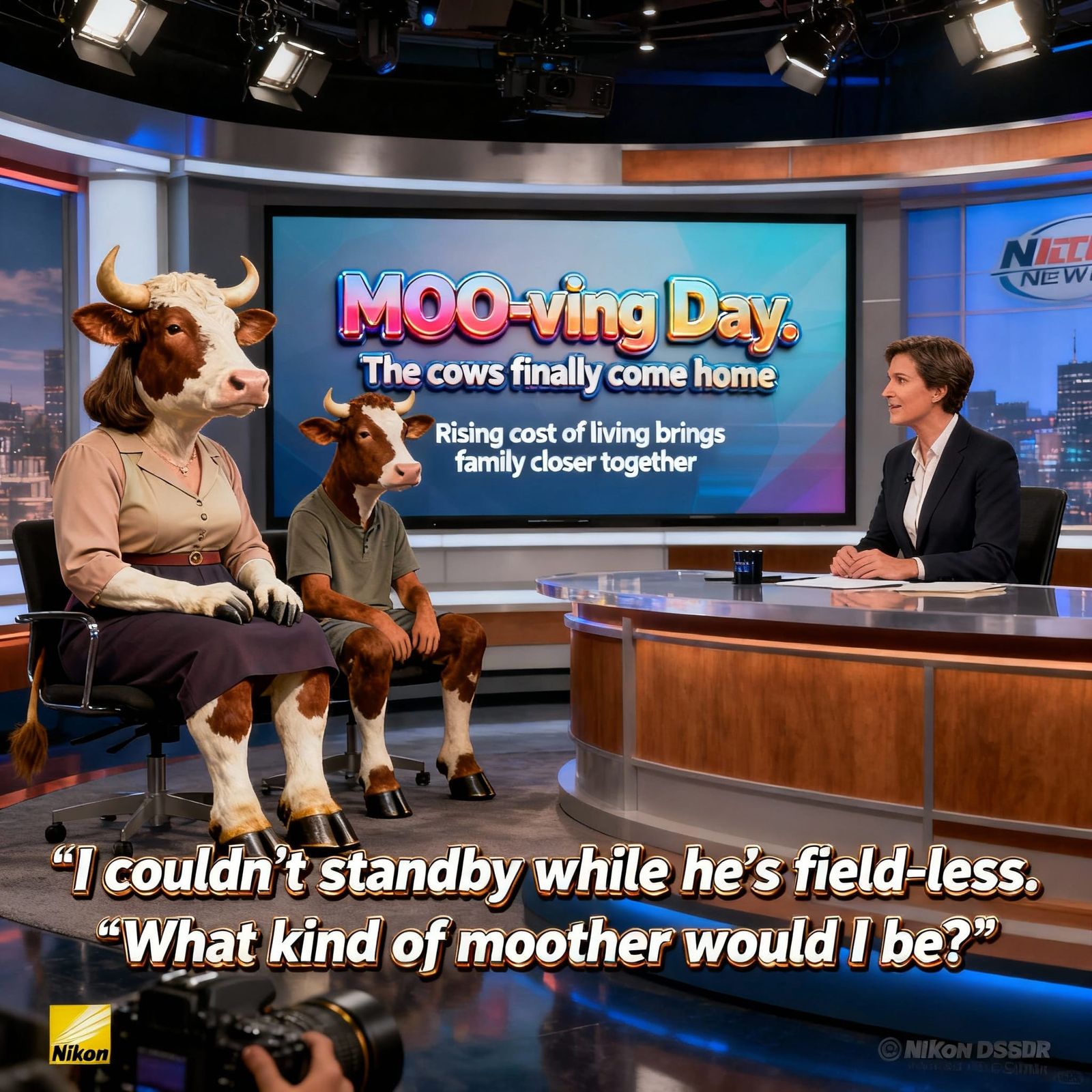 Absurd News Promo: Reporter Interviews Anthropomorphic Cows