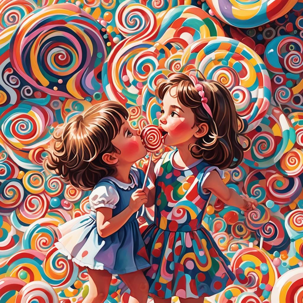 Girl with Lollipop: Whimsical Digital Art