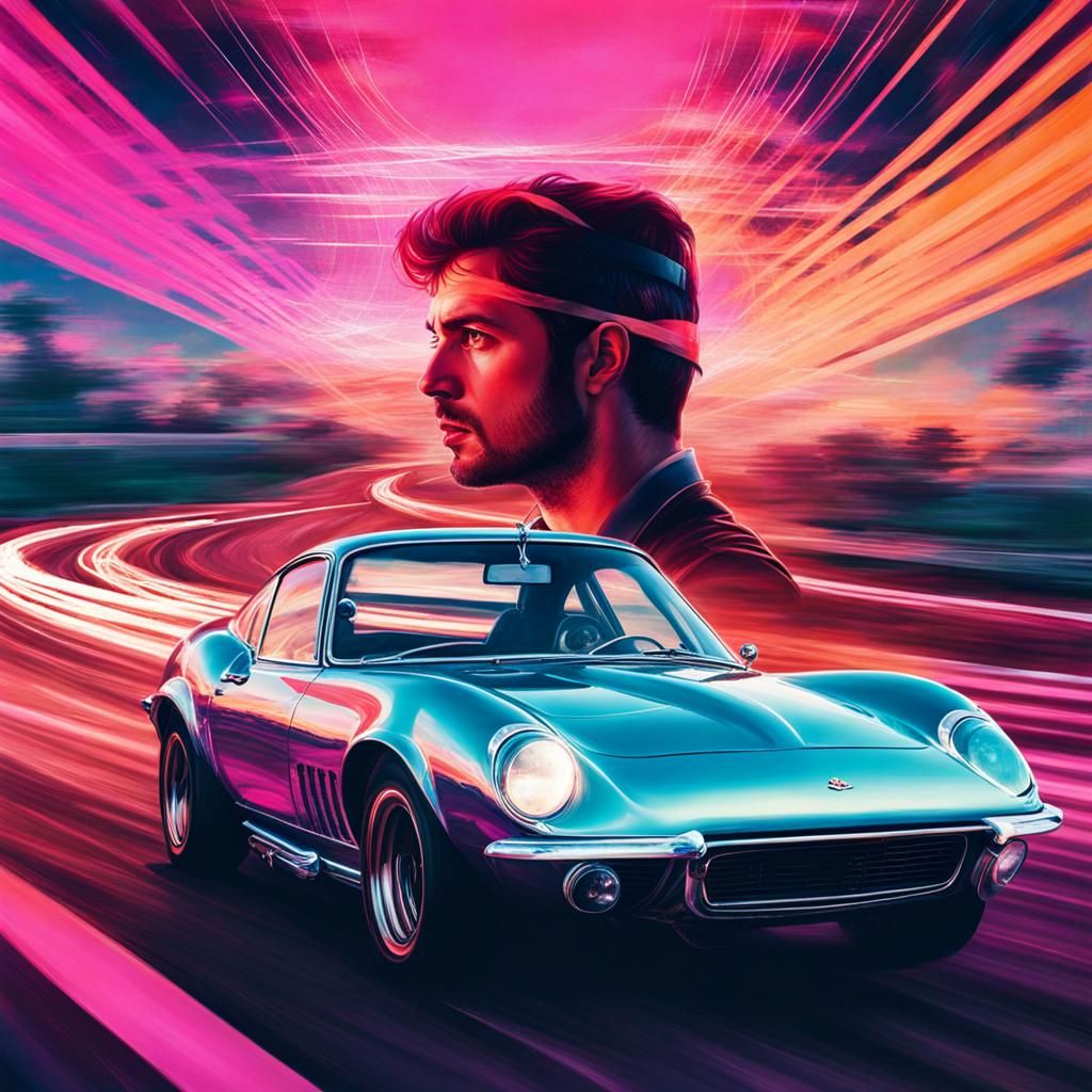 Fairycore Double Exposure Car on Racetrack