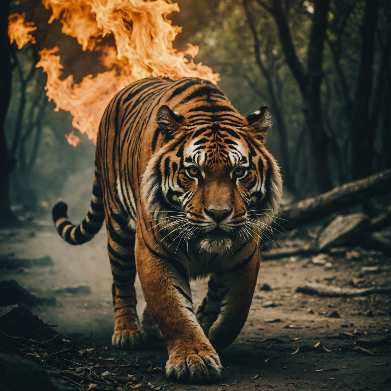 Fiery Tiger: Cinematic Film Still