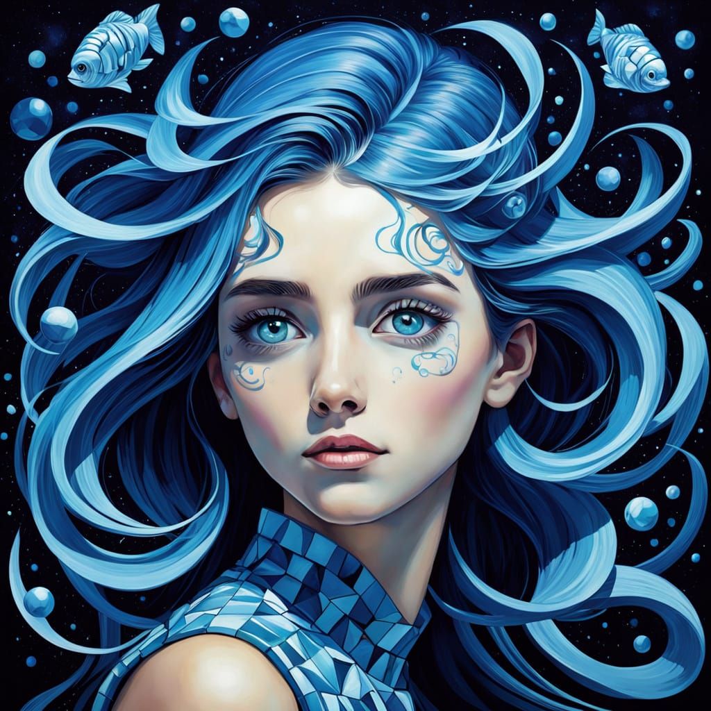 Ethereal Portrait in Vibrant Colors and Impossible Geometry