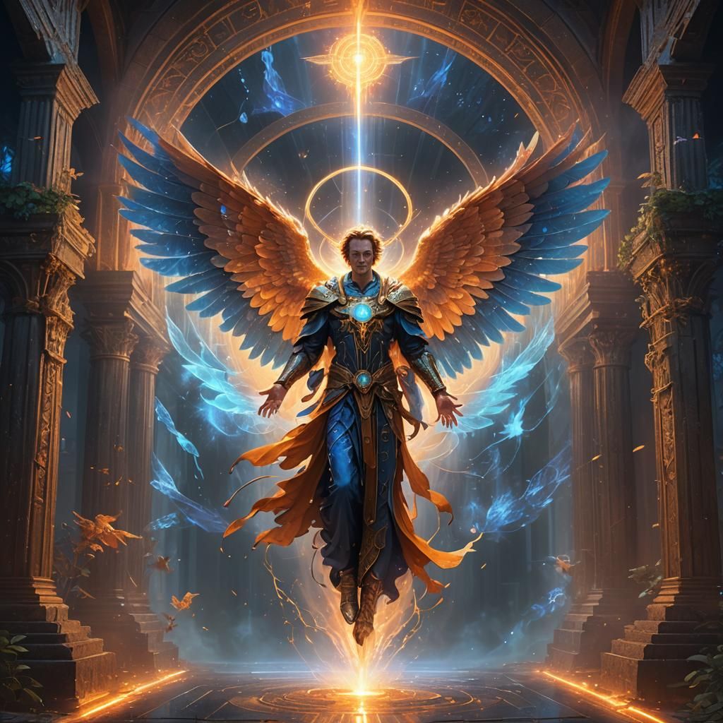 Mystical Metatron in a Realm of Glowing Runes