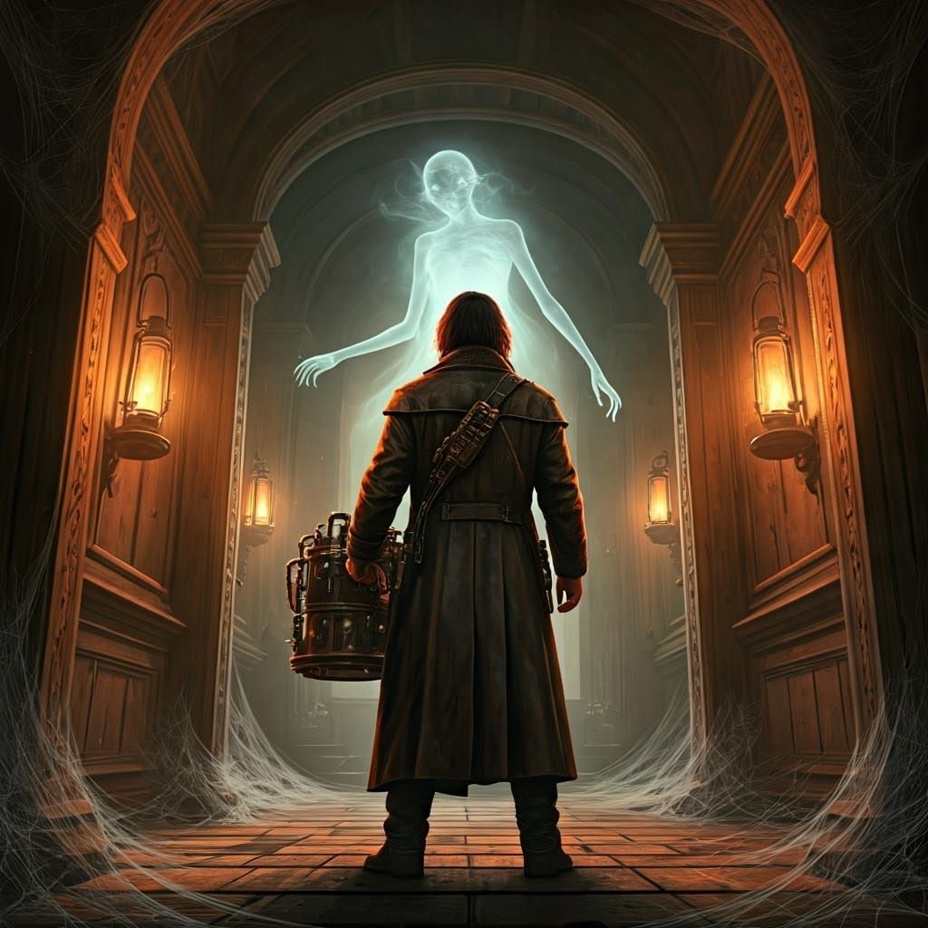 Ghost Hunter Prepares to Ensnare an Ethereal Entity in a Hau...