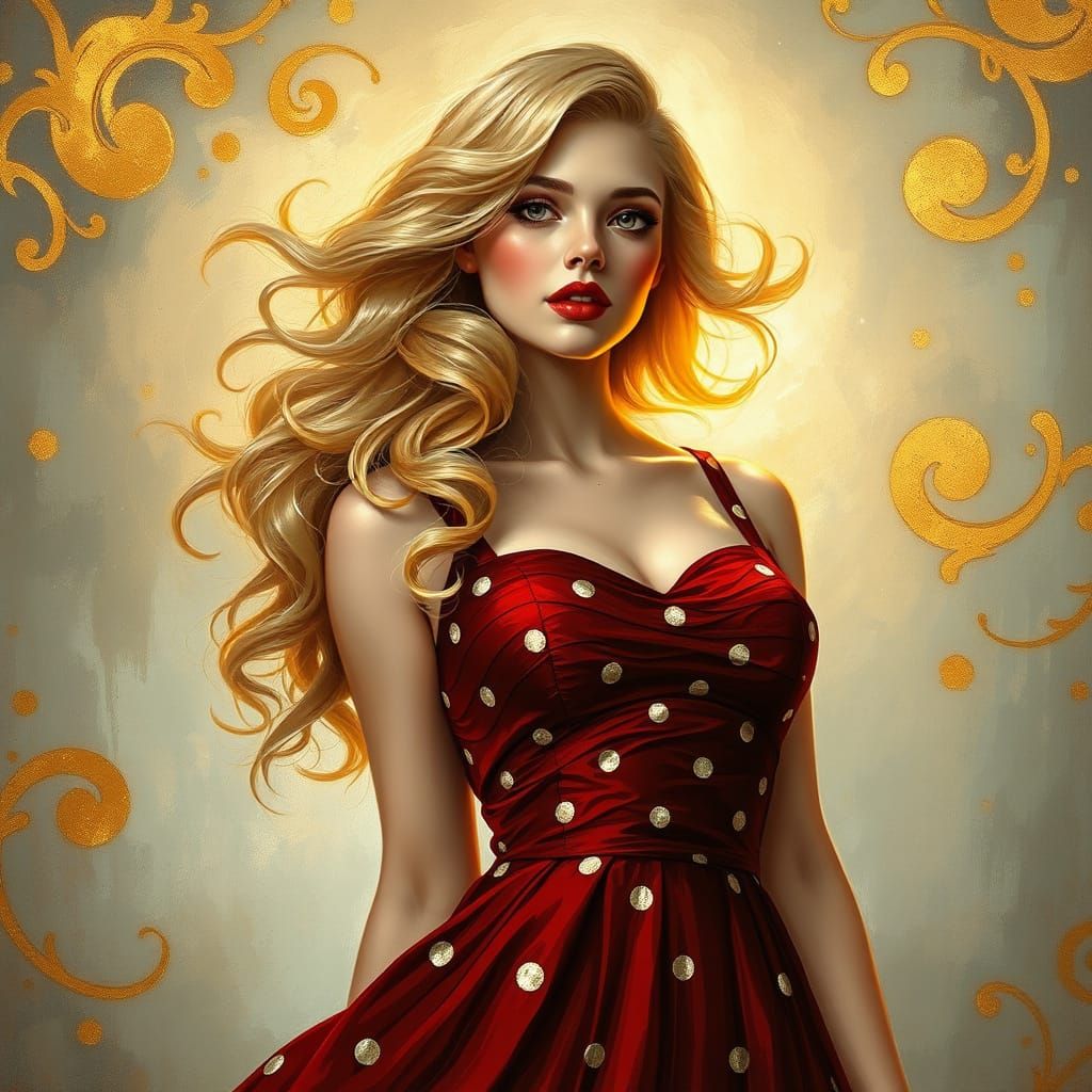 Surrealist Goddess in Impasto Pinup Style