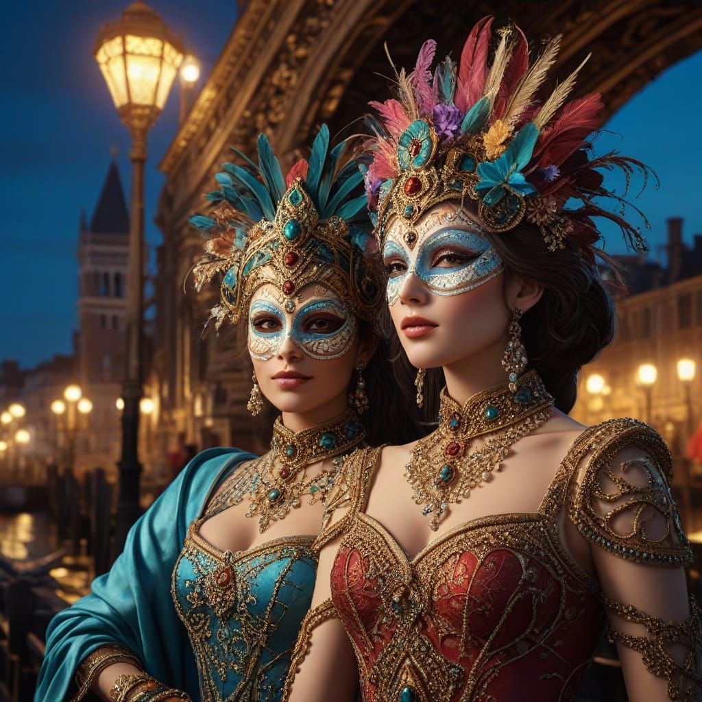 Majestic Couple in Grand Carnaval de Venise Portrait