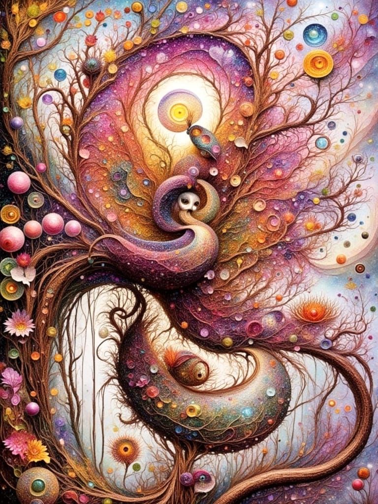 Fractal Owl Goddess in Ethereal Dreamscape