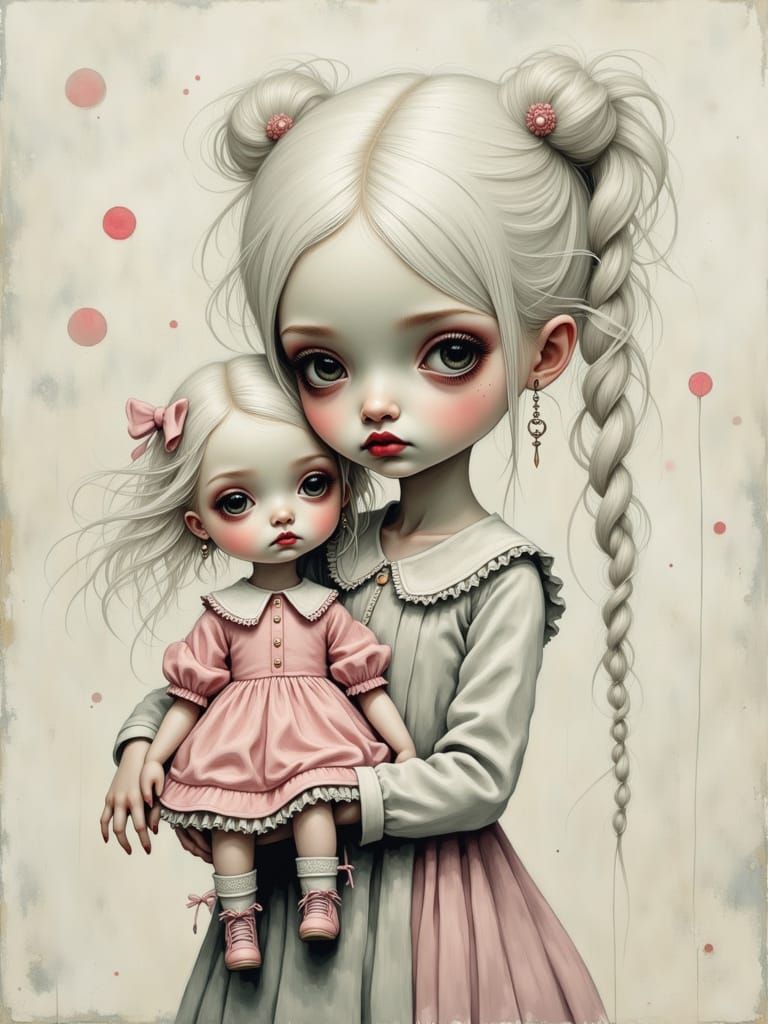 Dreamlike Maiden with Vintage Charm in Pastel Melange