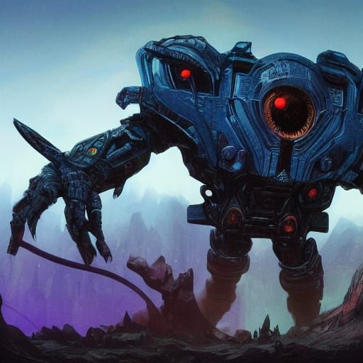 Martians on a Mountain in Synthwave Neon Style