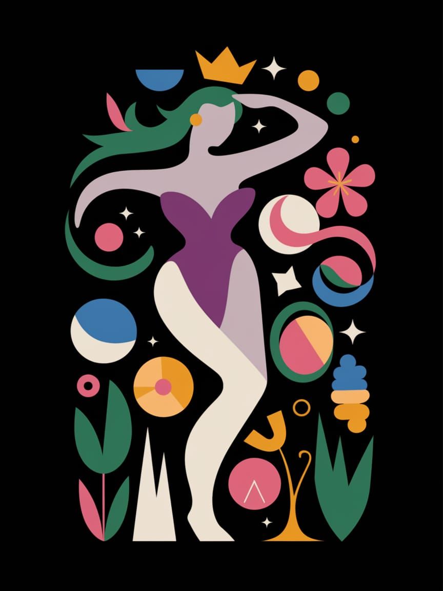 Abstract Maximalist Queen Bodyscape Silhouette