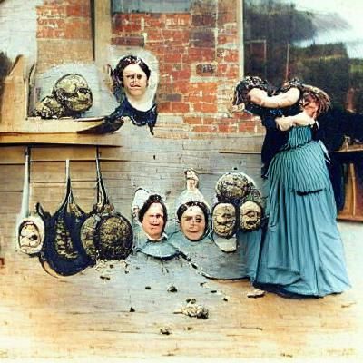 Victorian Women Displaying Monster Heads