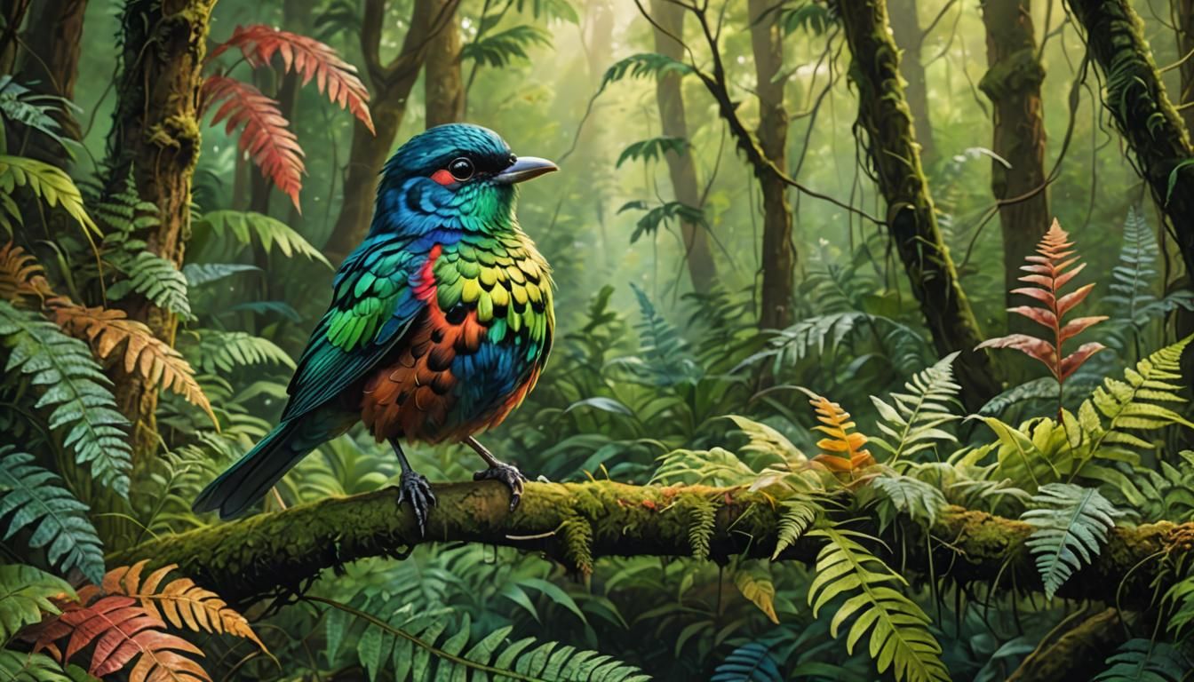 Surrealistic Bird in Hyper-Realistic Oil Painting Style