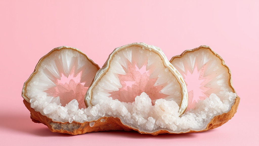 Geode Crystals on Dusty Pink Background