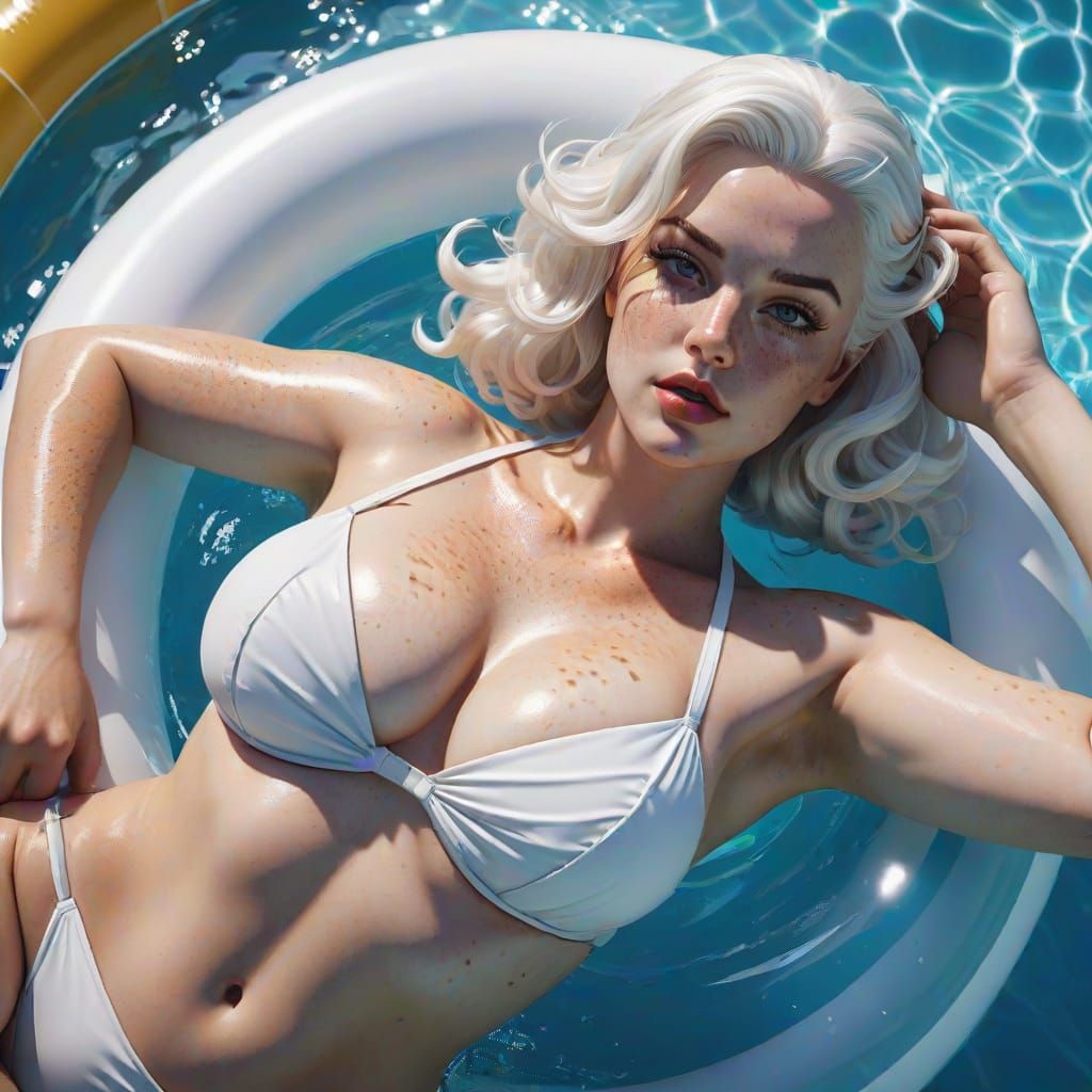 Ethereal Pinup Goddess in Vibrant Fantasy Setting