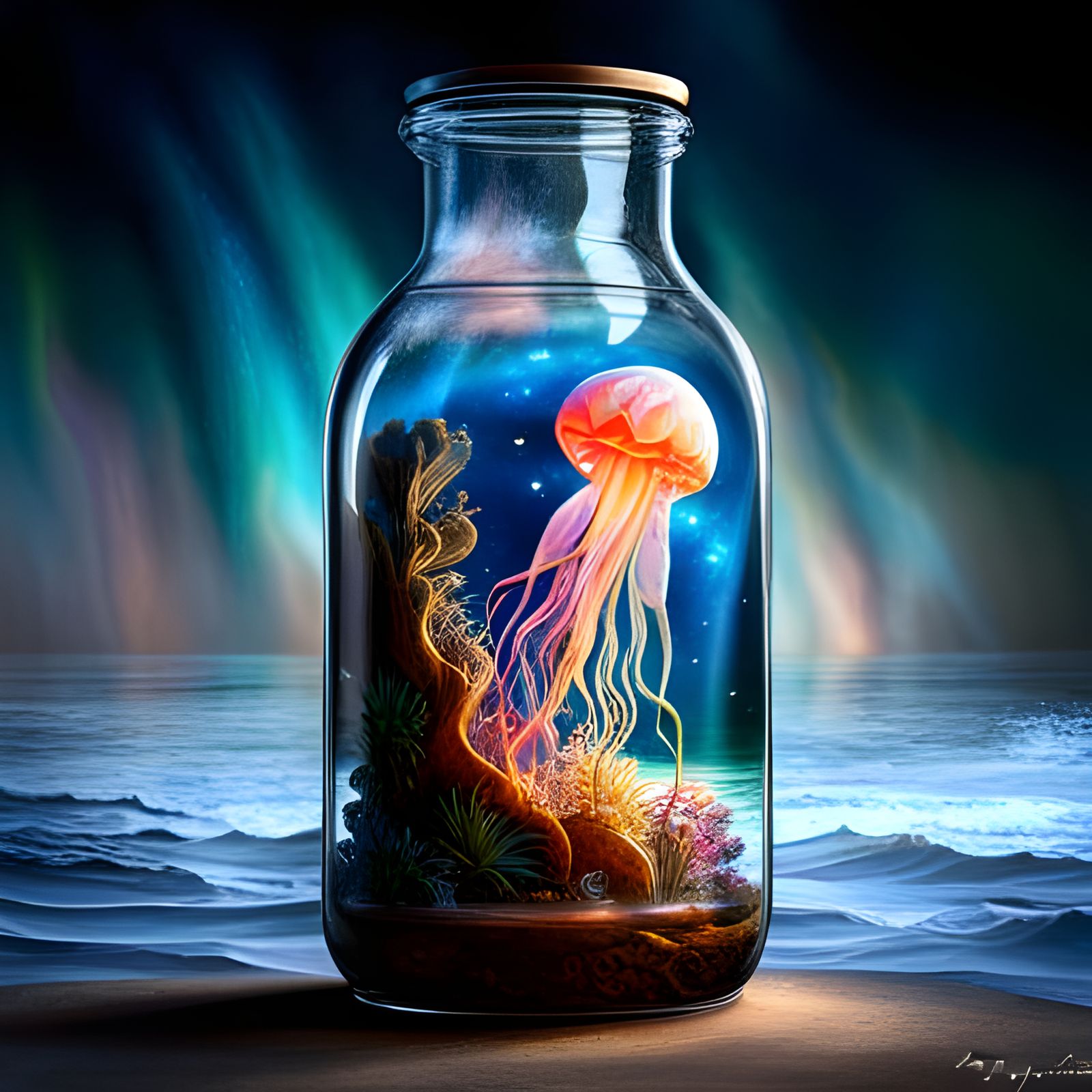 Jellyfish in a Bottle: Starry Night Fantasy