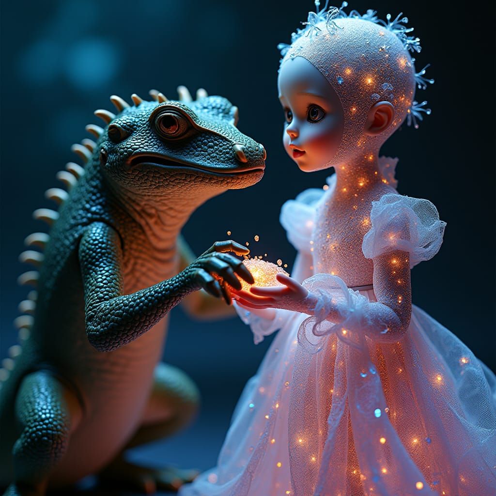 Holographic Gem Doll Receives Gift