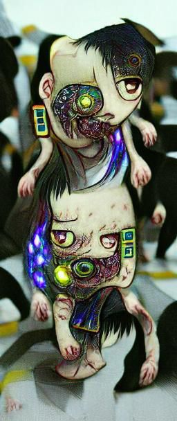 Cyberpunk Zombie Hybrid in Chibi Kandinsky Style