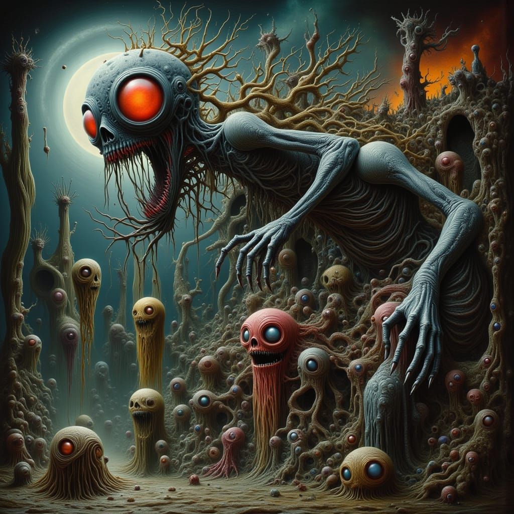 Gothic Hyperrealistic Abomination in a Dystopian Nightmare