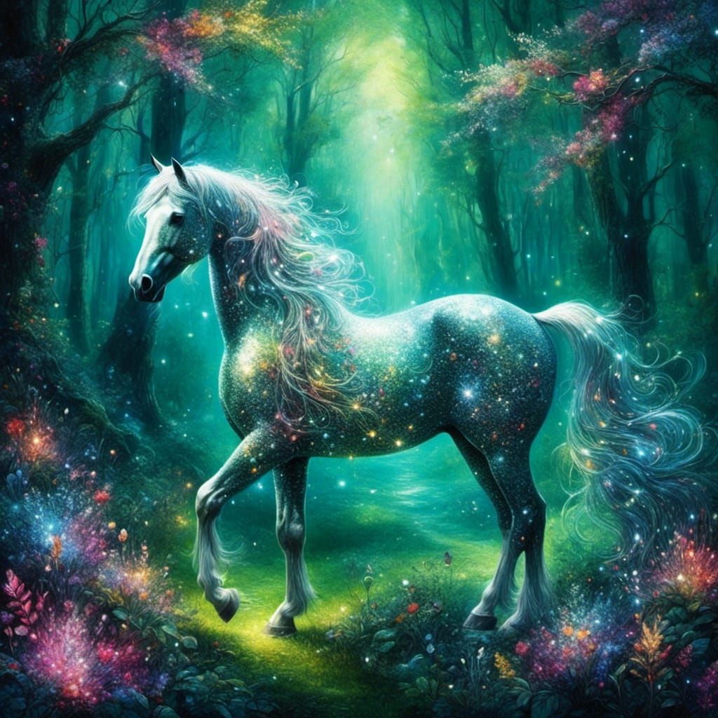Sparkling Horse in Crystal Forest