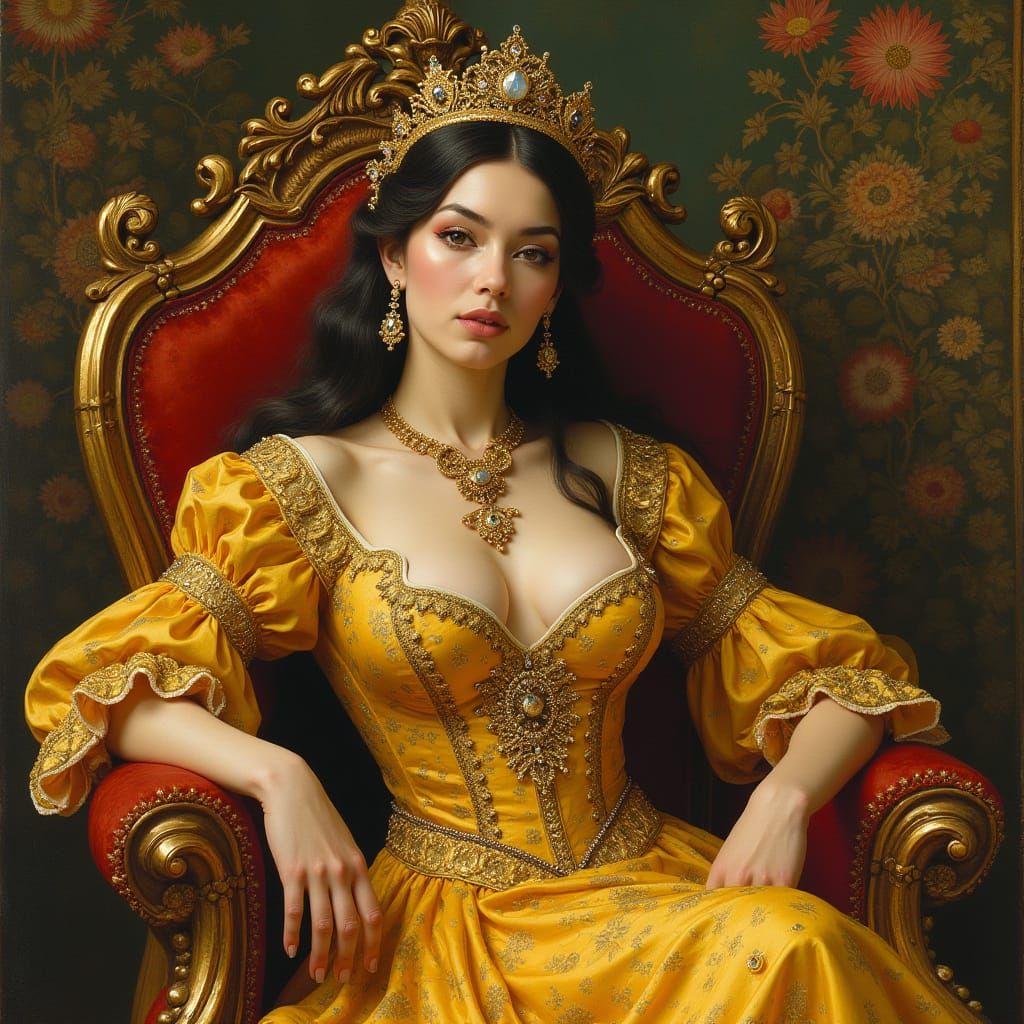 Regal Woman in Golden Opulence