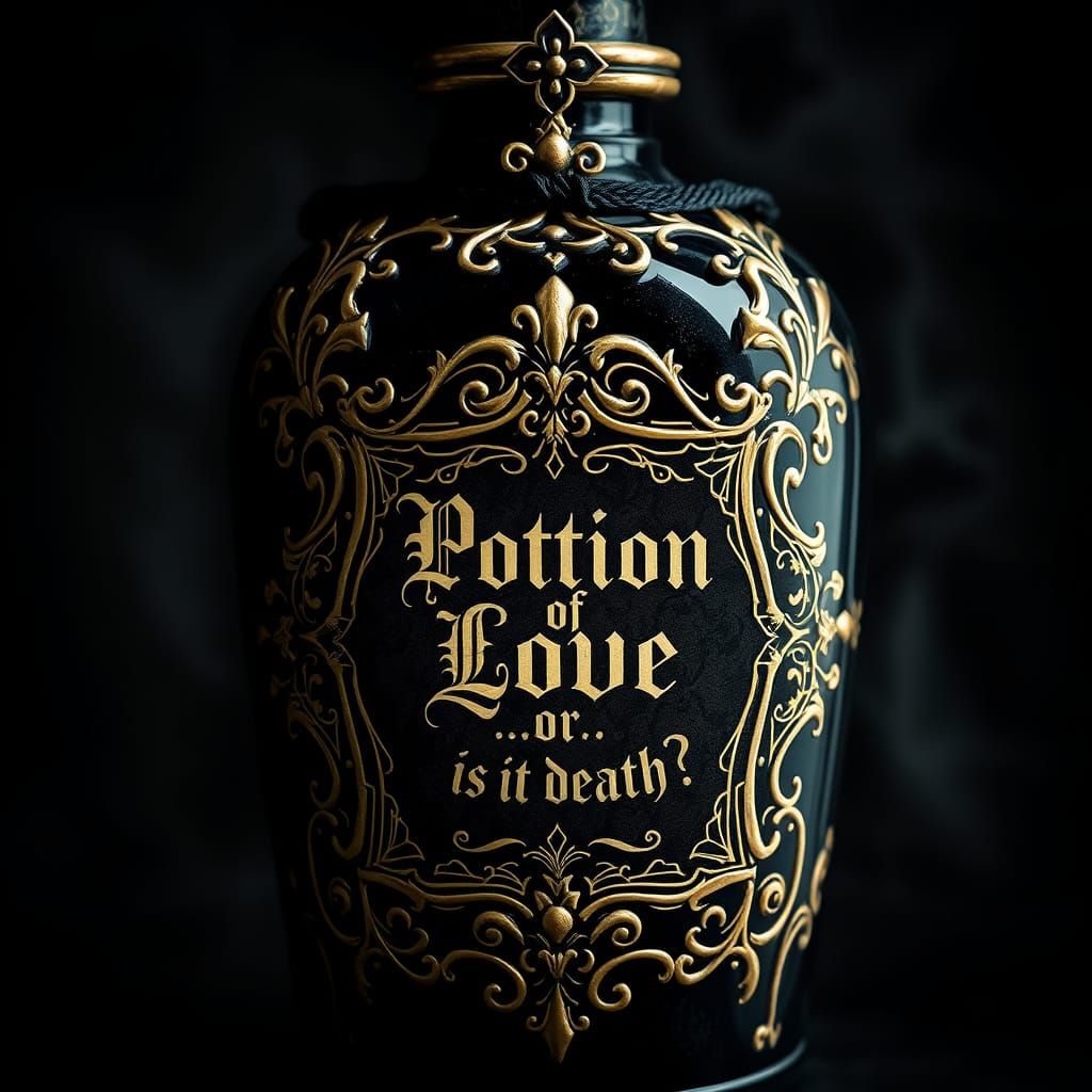 Gothic Potion in Ornate Baroque Bottle