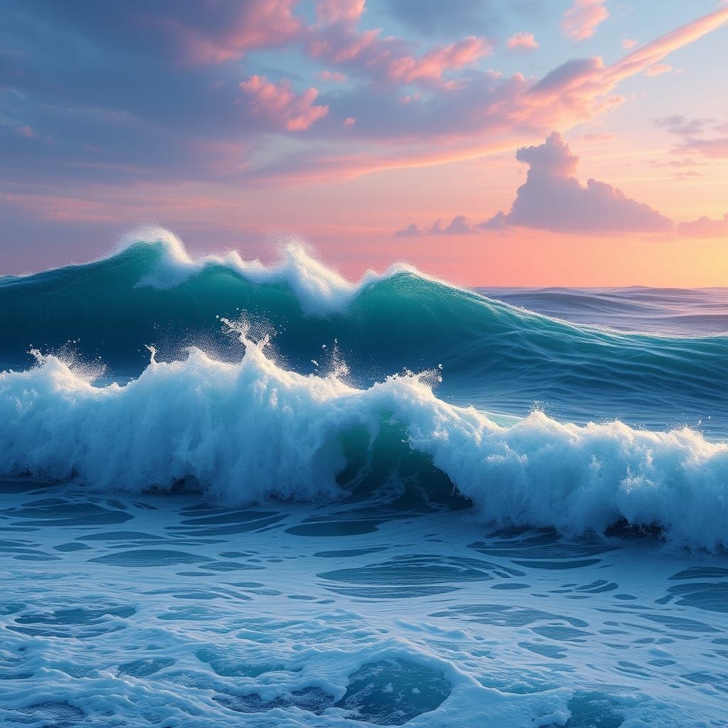 Majestic Ocean Waves Crashing: Fantasy Concept Art
